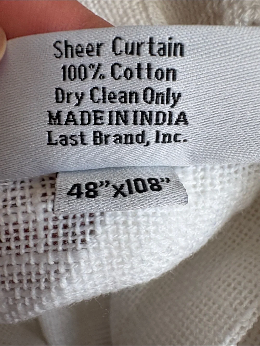 QUINCE Cotton Sheer Curtain Set 2 Panels White 48x108